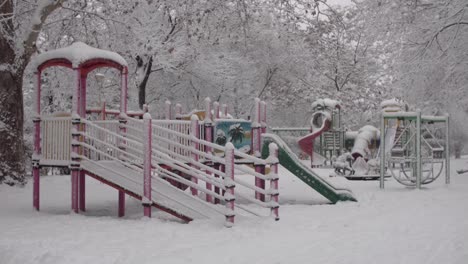 children's empty playground in the winter