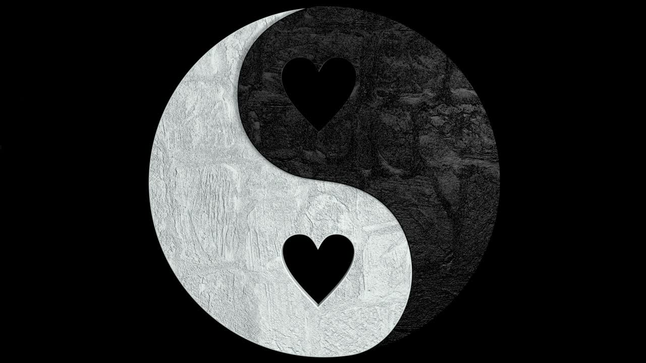 3D-animatie van het opkomende stijlvolle balans (yin yang) symbool met alfakanaal