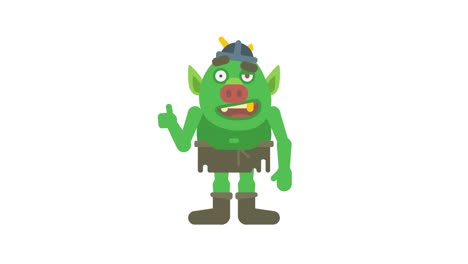 troll character points finger and shows finger up. transparent background