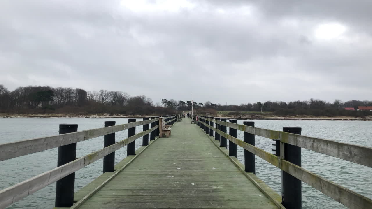 beach board walk on the a windy day