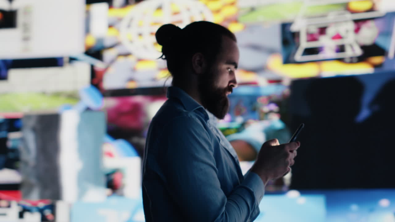 Sleepless man experiences fear of missing out by social media consumption