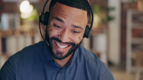 Crm,-communication-or-black-man-in-call-center