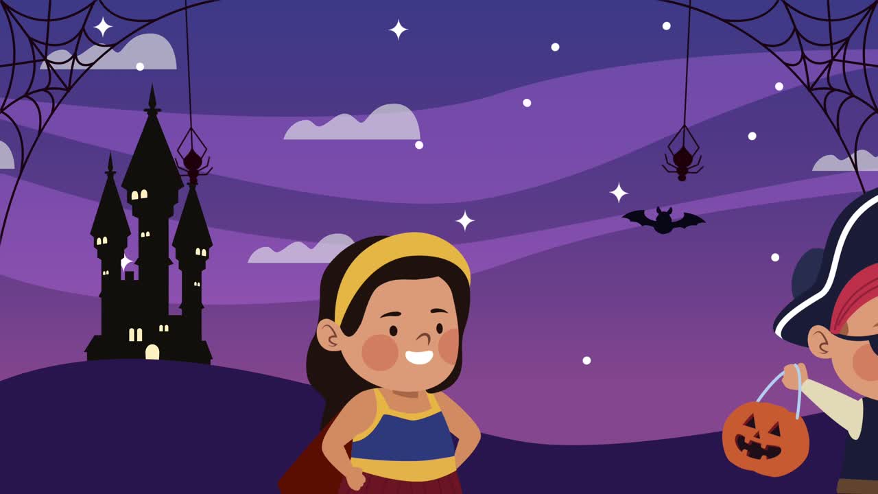 børn udklædt som pirat og Wonder Woman