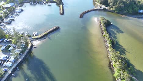 scenic aerial view of river and coastline