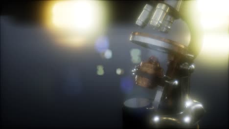 retro old scientific laboratory microscope