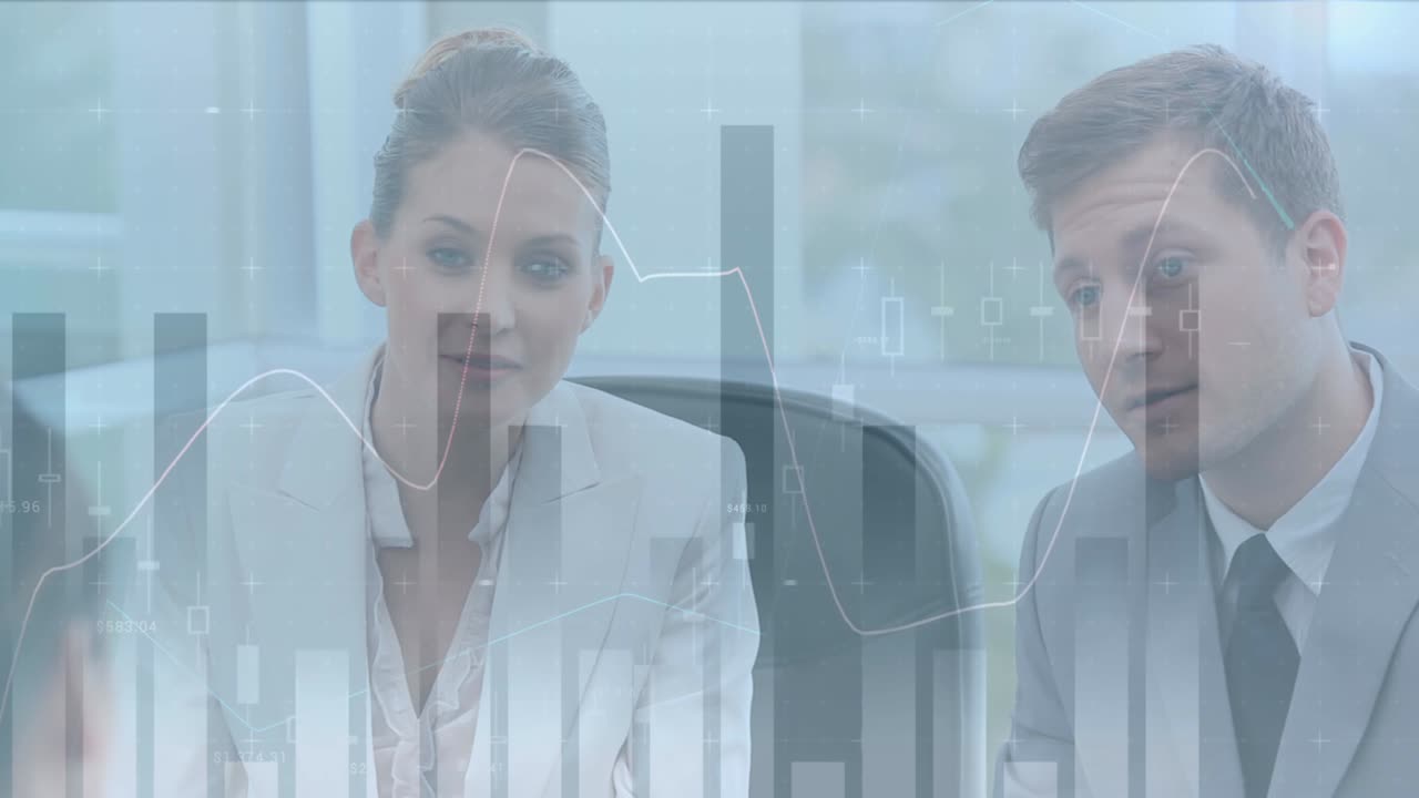 animación del procesamiento estadístico sobre las personas de negocios