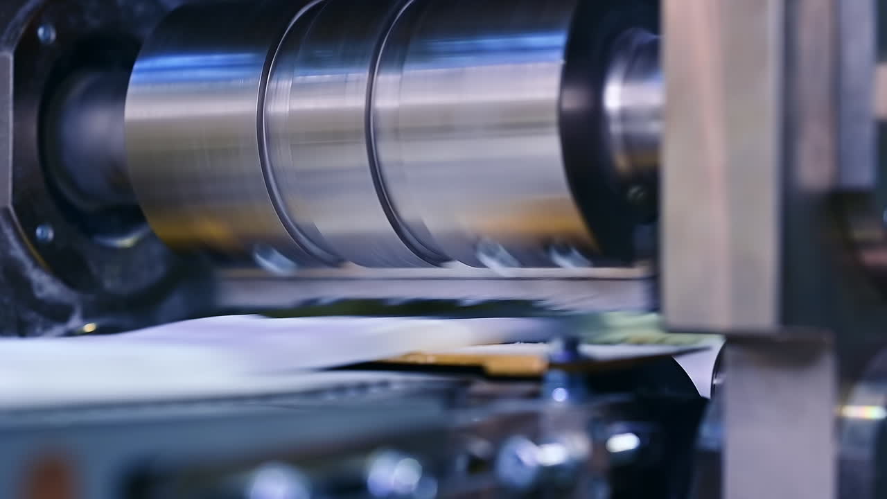 Modern technology pampers production. Rolls of cellulose for making diapers.