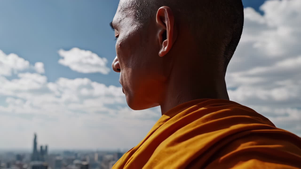 el perfil de un monje budista