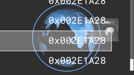 Animación-Del-Procesamiento-De-Datos-Sobre-El-Globo-Sobre-Fondo-Negro