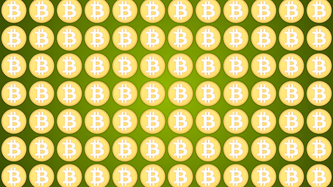 Bitcoin cryptocurrency green background coins pattern traffic vertical