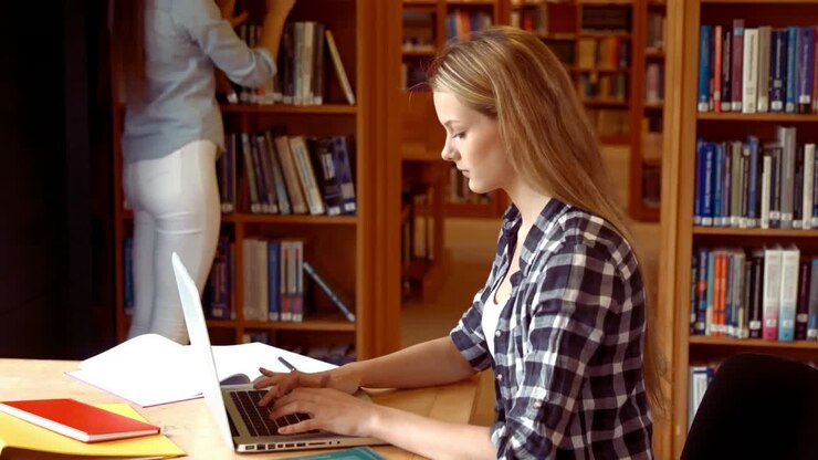 Student working on a laptop