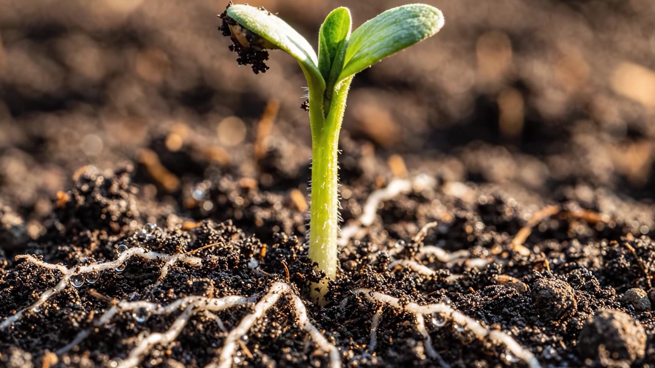 La Transformación de una Plántula: Desde la Germinación hasta el Crecimiento en la Tierra, Destacando el Increíble Ciclo de Vida de la Naturaleza y el Viaje de la Nueva Vida Vegetal
