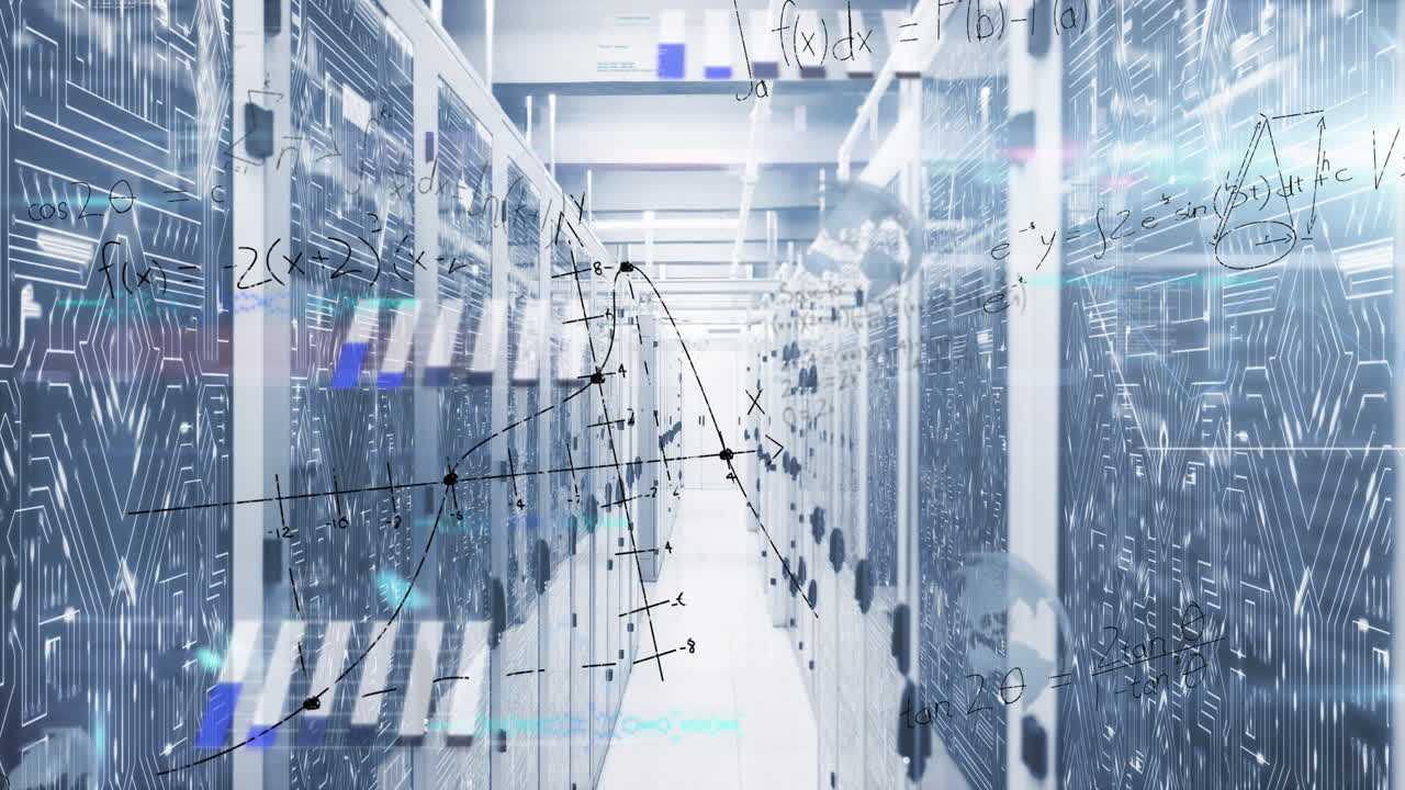 Animation of data processing over server room