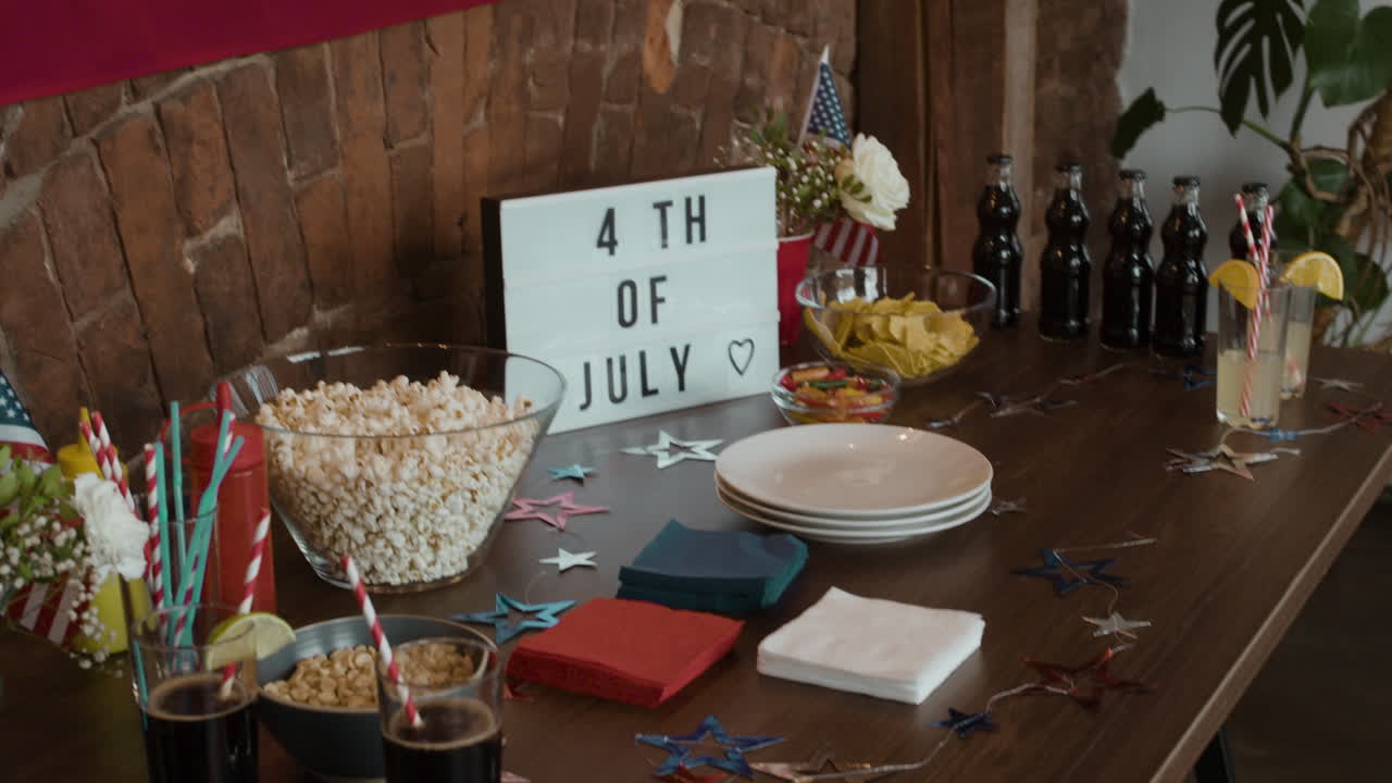 American Flag with String Lights