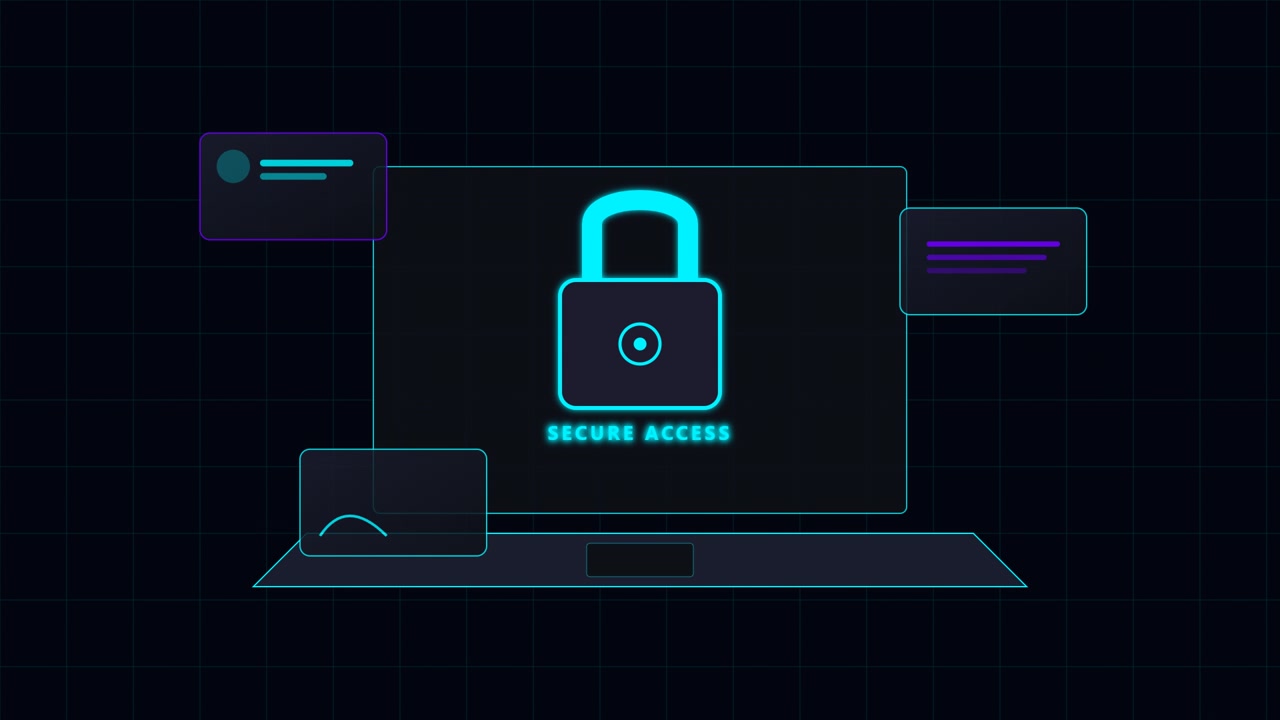 Digital Security Concept with Glowing Padlock on Laptop Screen