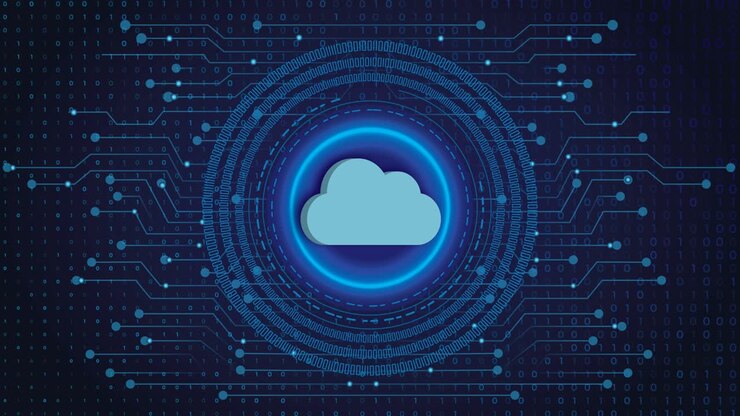 Cybersecurity, Secure Cloud, Network, IaaS, PaaS, SaaS Encrypted Cloud Concept Shown on a Digital Blue Background