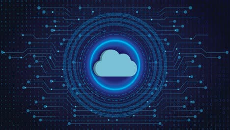ciberseguridad, nube segura, red, iaas, paas, concepto de nube encriptada saas que se muestra en un fondo azul digital