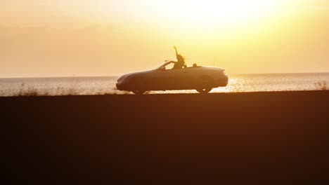 sunset road trip in a convertible