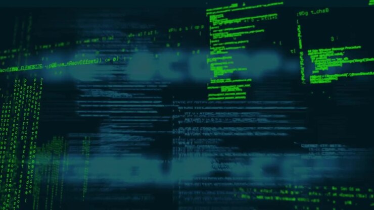 Animation of diverse data processing over black background
