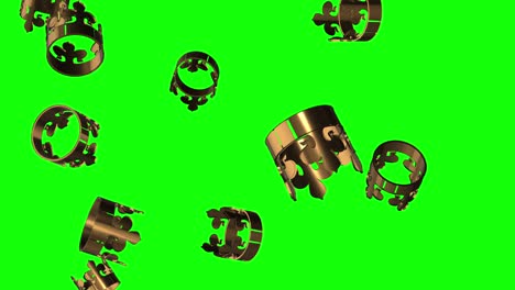 coroas medievales oro cayendo flor de lis rey pantalla verde chroma clave animación en 3d