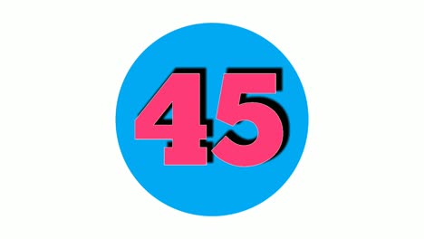 número 45 cuarenta y cinco símbolo de signo animación gráficos de movimiento color rojo sobre fondo blanco, número de video de dibujos animados 4k para elementos de video