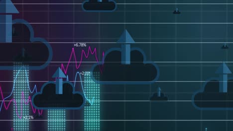 animación de flechas sobre el procesamiento de datos financieros