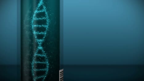 molécula de adn en tubo de ensayo. hélice de adn como símbolo para la genética. equipo de prueba. concepto de medicina y tecnología. animación de bucle.