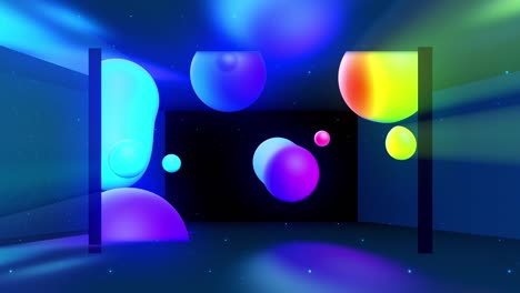 spheres merge like liquid drops or metaballs move in-air smoothly, like underwater. abstract liquid gradient of colors on beautiful 3d spherical forms, multi-colored glow, scattering light inside. 3
