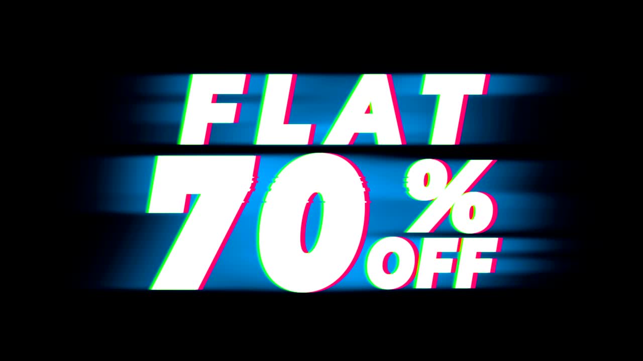 el 70% de descuento en el texto es una promoción de efectos de glitch vintage.
