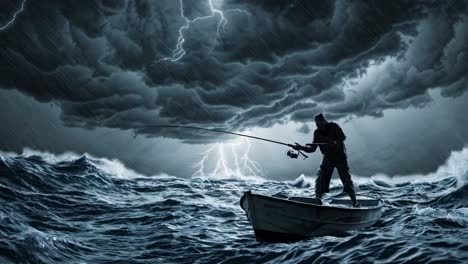 fishing in a storm