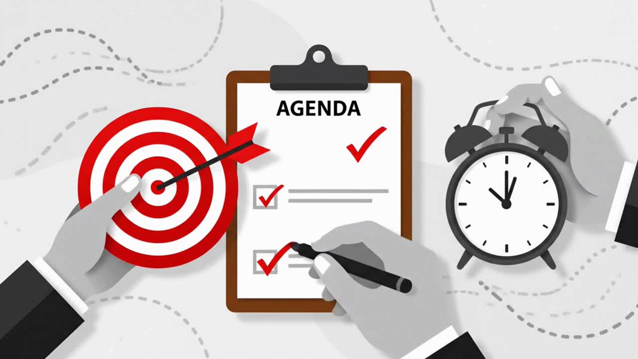 Business Agenda and Time Management with a Clipboard and Clock