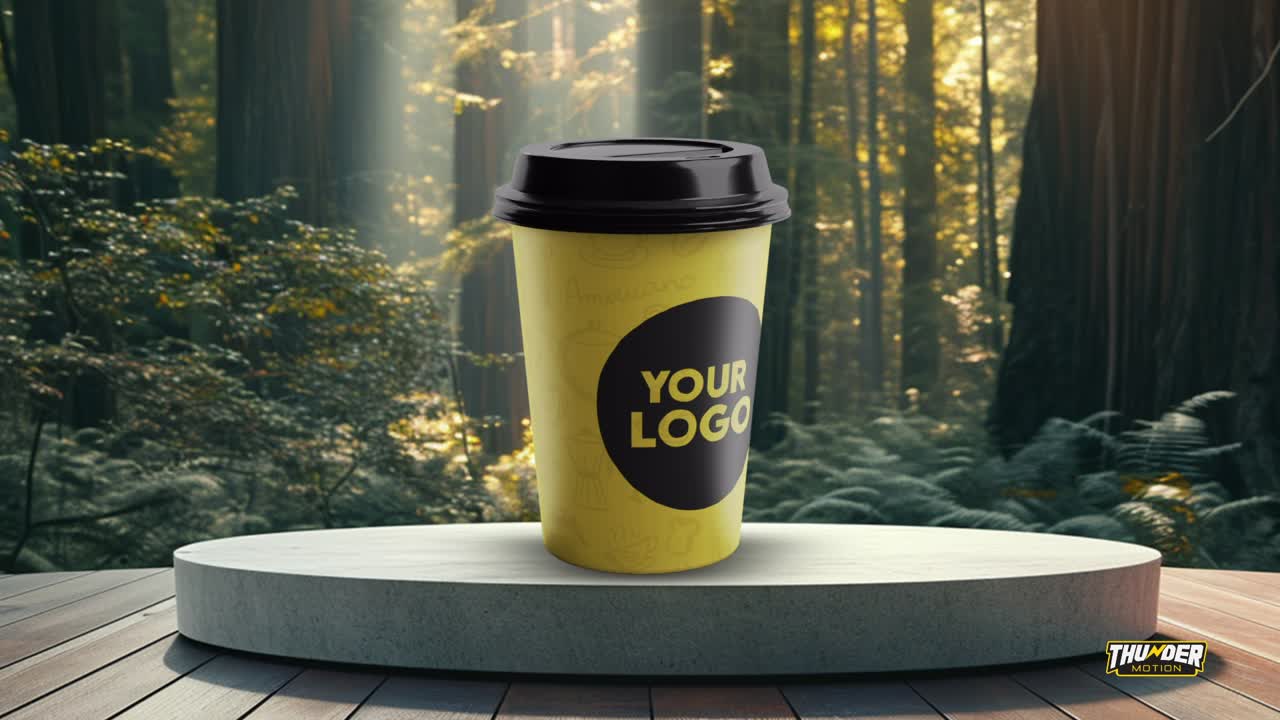 Mockup 3D rotante di tazza di caffè in carta