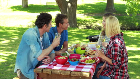 Amigos-Haciendo-Picnic-En-El-Parque