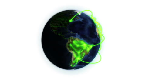 red verde en una tierra sombreada con una cuadrícula con imagen de la tierra cortesía de nasa.org