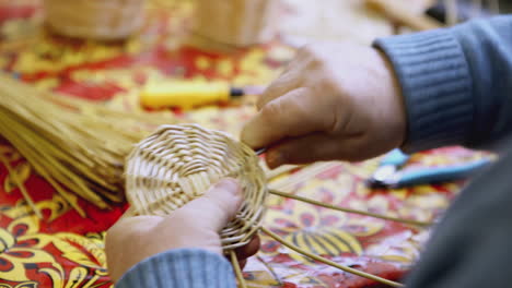 basket weaving in progress