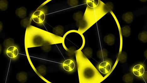 radiation sign in yellow and black color circle to ensure safety in 4k video.