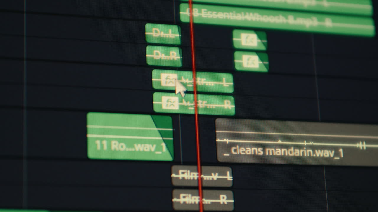 edición de pistas de audio en postproducción trabajando en una computadora portátil profesional