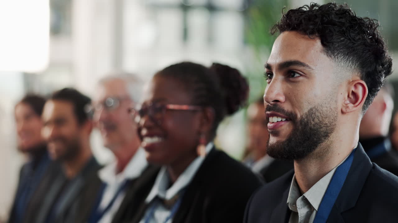 Diverse group of business professionals attending a conference or meeting