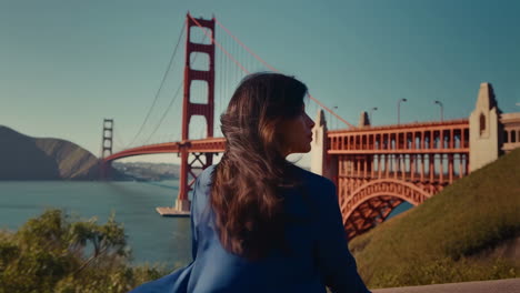 woman admiring the golden gate bridge in san francisco