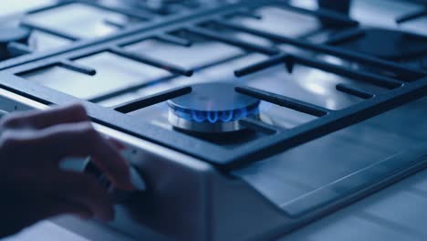 kitchen gas stove. modern kitchen stove cook with blue flames burning