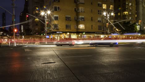 night traffic in columbus circle, new york city-time lapse