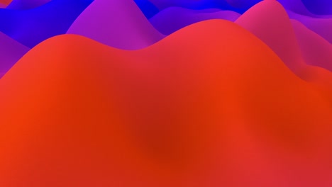 Abstract landscape of undulating smooth hills in vibrant purple, orange, and blue. Dreamy, futuristic, and colorful motion background animation