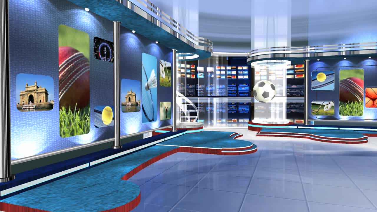 fondo de conjunto de deportes de estudio virtual 3d