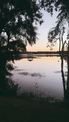 sunset at the lakeside gazebo