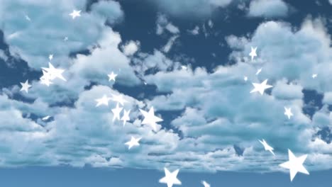 animation of falling stars over cloudy sky