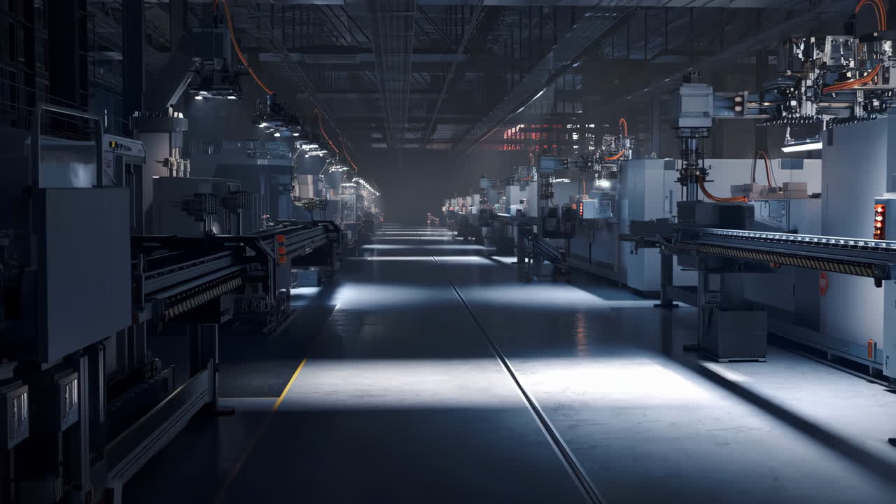 Automated Factory Production Line with Modern Machinery
