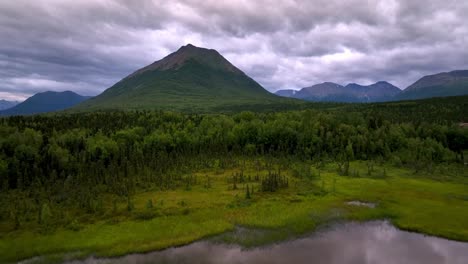 wildernes aerial in alaska slow push in