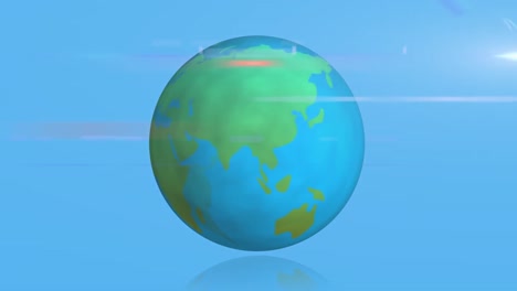 animation of globe spinning and digital information processing