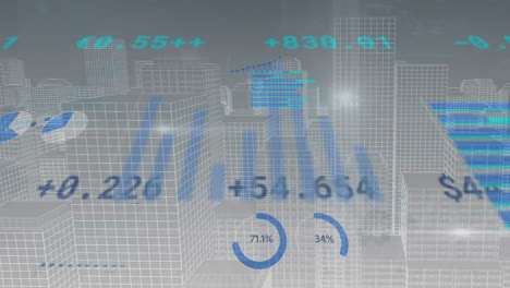 Animation-Der-Finanzdatenverarbeitung-über-Dem-Stadtbild