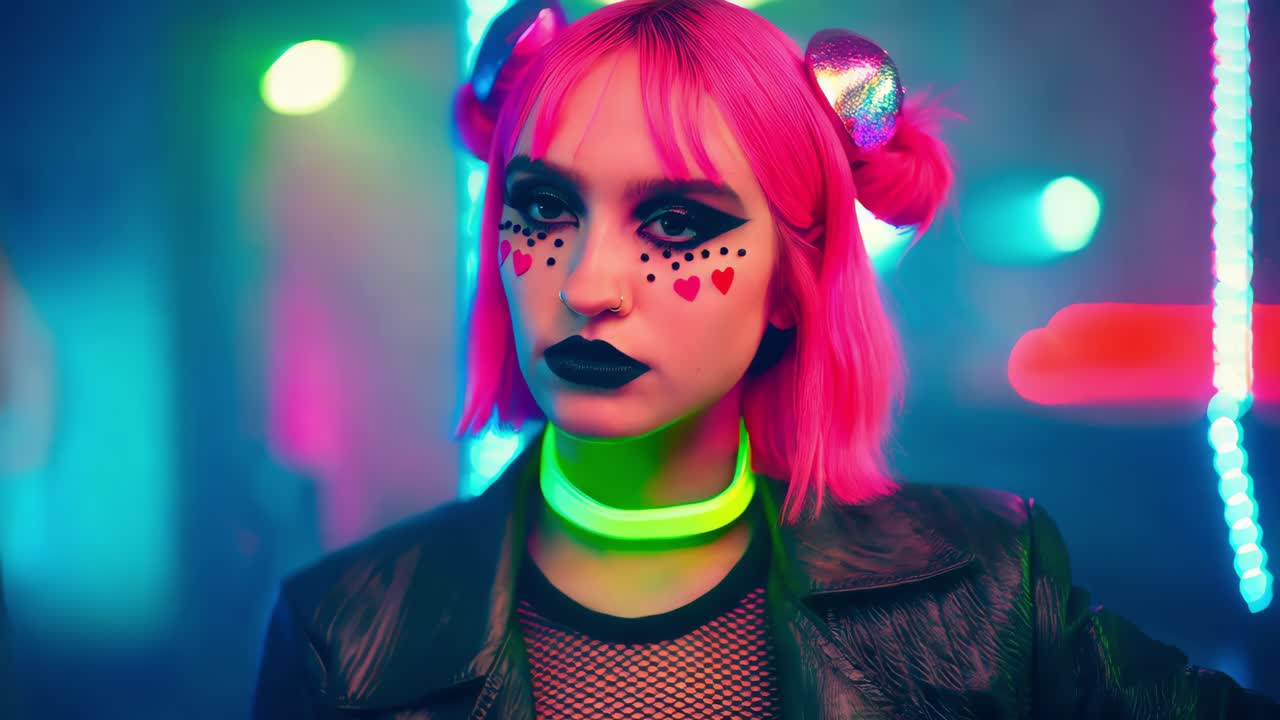 el retrato de una chica cyberpunk de neón